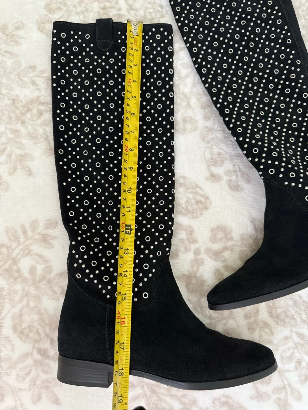 EUC Michael Kors Sally Studded Women Boots Black Suede Knee High
